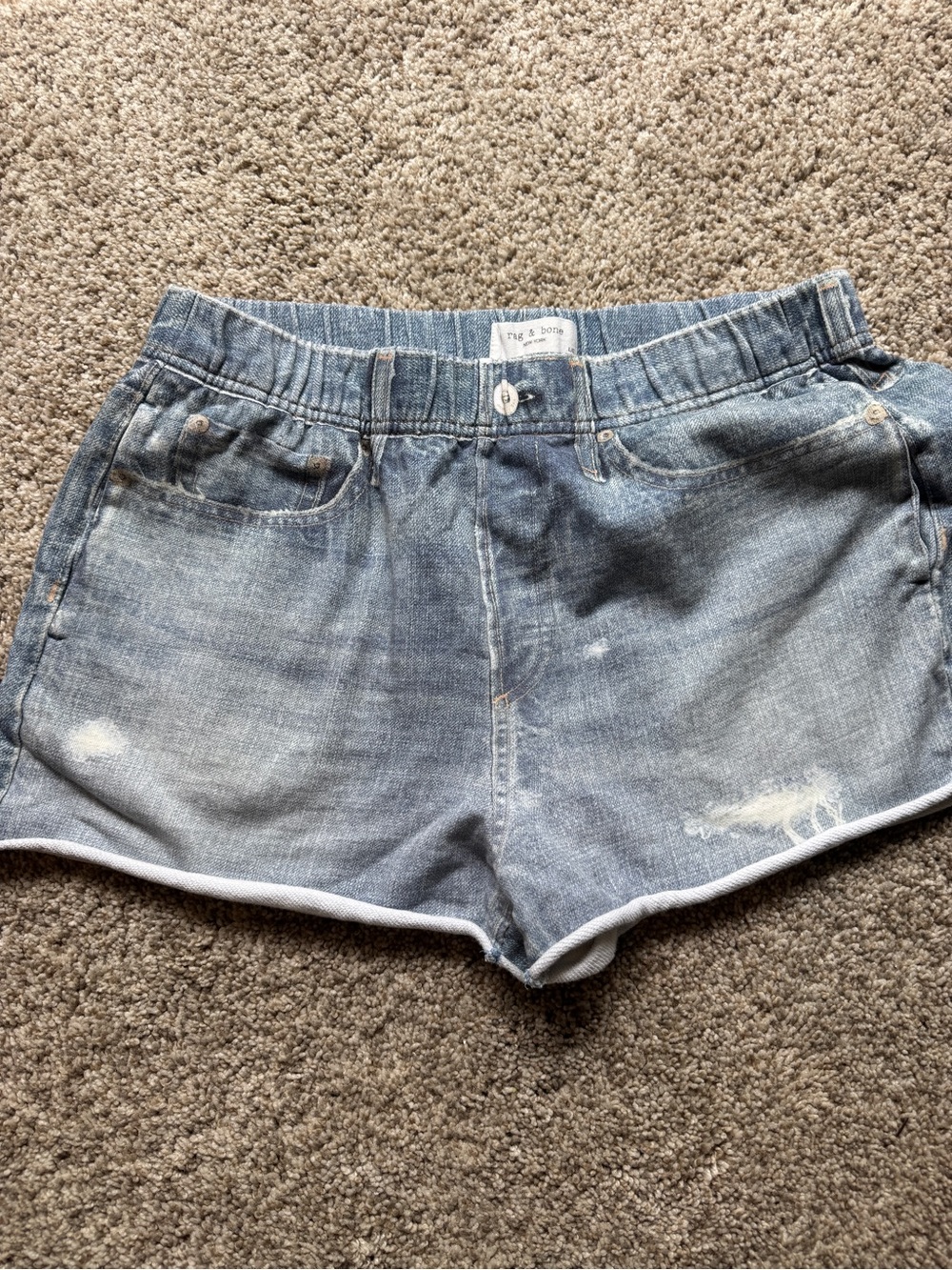 rag & bone Faded Light Blue Denim Shorts